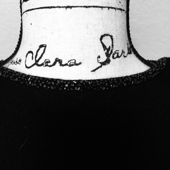 Dazzling long sleeve cardigan with beaded trim, twin set. Black beading accent - Picture 11 of 12